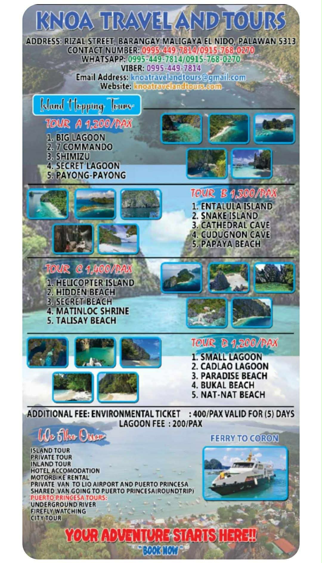 Knoa Travel and Tours services and island tour offerings